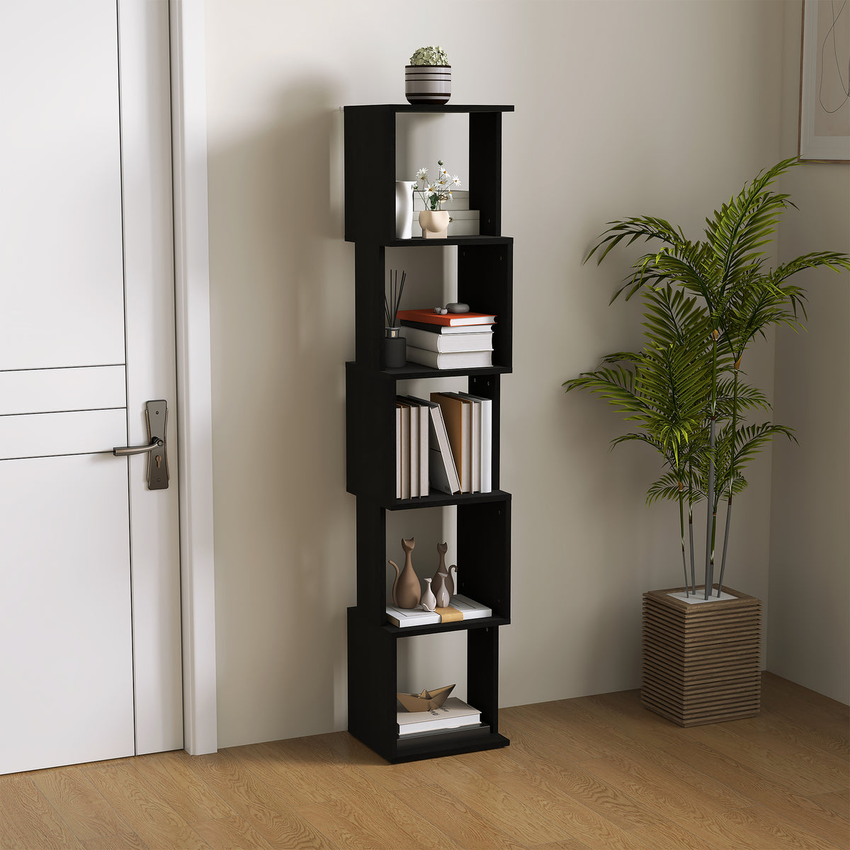 Bibliothèque étagère Design Moderne à 5 Niveaux – Rangement Pratique pour Maison ou Bureau, noir-7