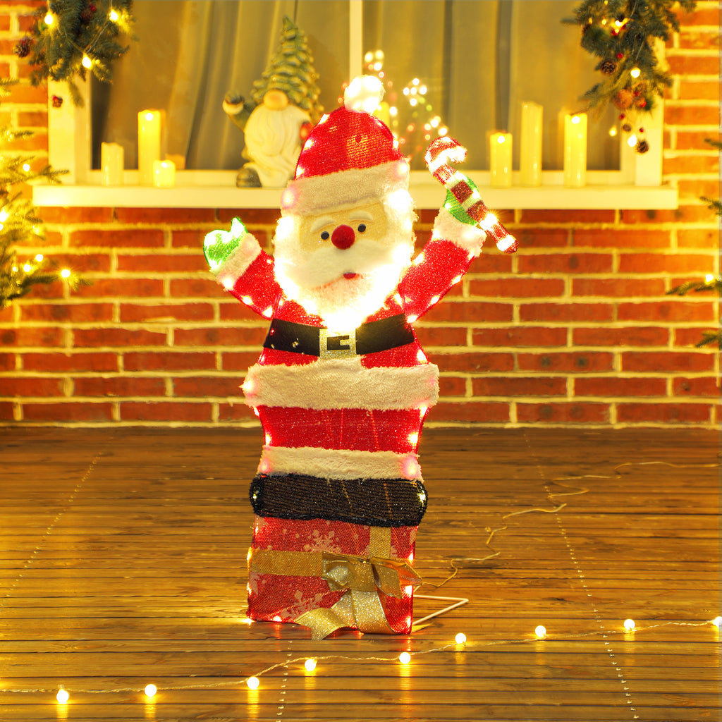 Père Noël lumineux de 90 cm avec 97 LED blanc chaud, décoration de Noël pour intérieur et extérieur-8