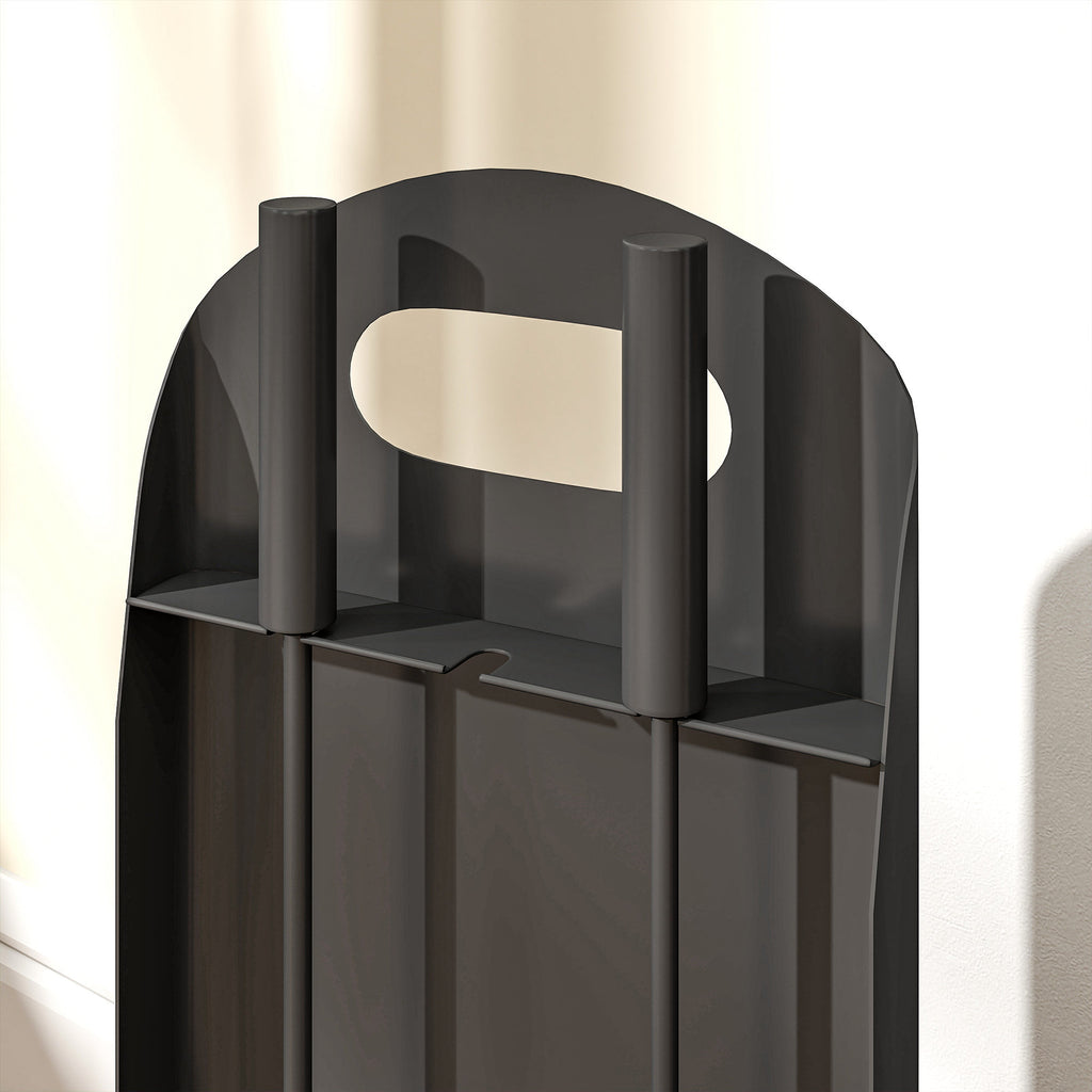 Ensemble serviteur de cheminée 4 pièces, accessoire outils cheminee avec balai pelle tisonnier et support, en métal noir-8