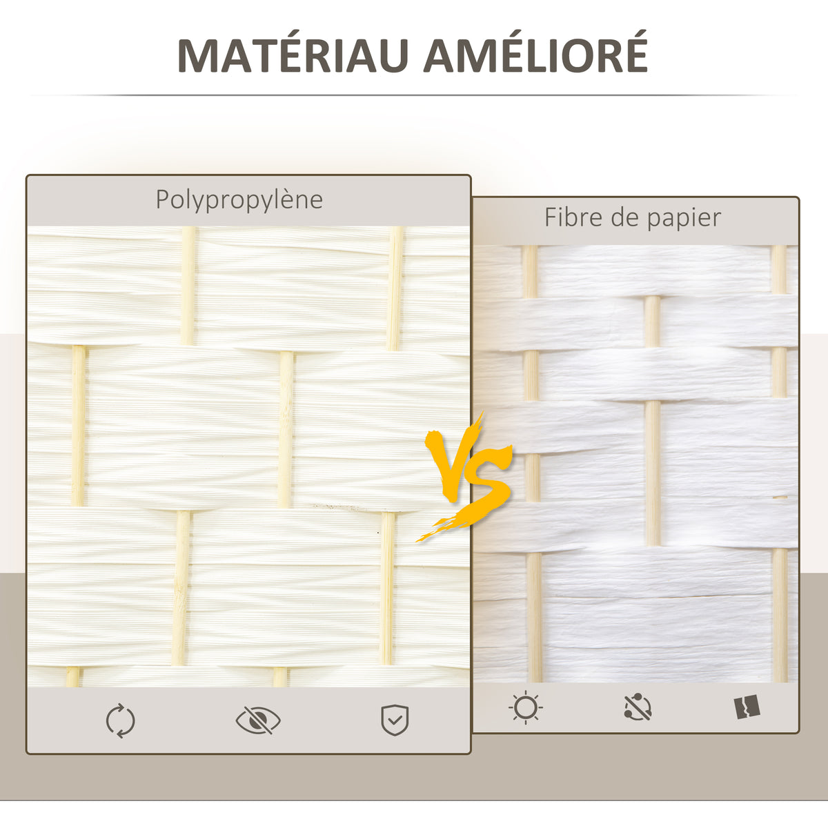 Paravent intérieur en bois 3 panneaux séparateur de pièce pliable pour salon chambre 135 x 180 cm blanc-4