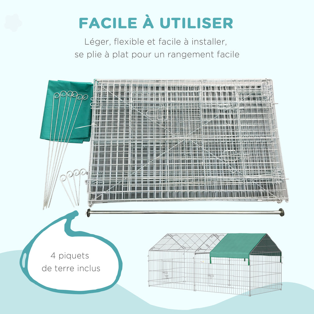 Clôture pour petits animaux cage pour animaux domestiques cadre en métal galvanisé 4 piquets de sol inclus 220 x-6