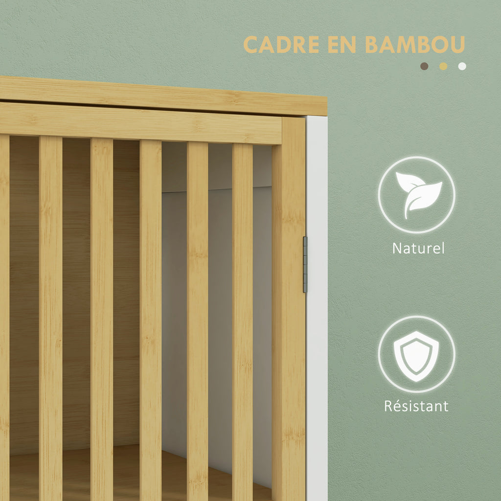 Meuble sous vasque 2 portes avec étagère réglable armoire de rangement pour lavabo 60 x 30 x 70 cm MDF et bambou-5