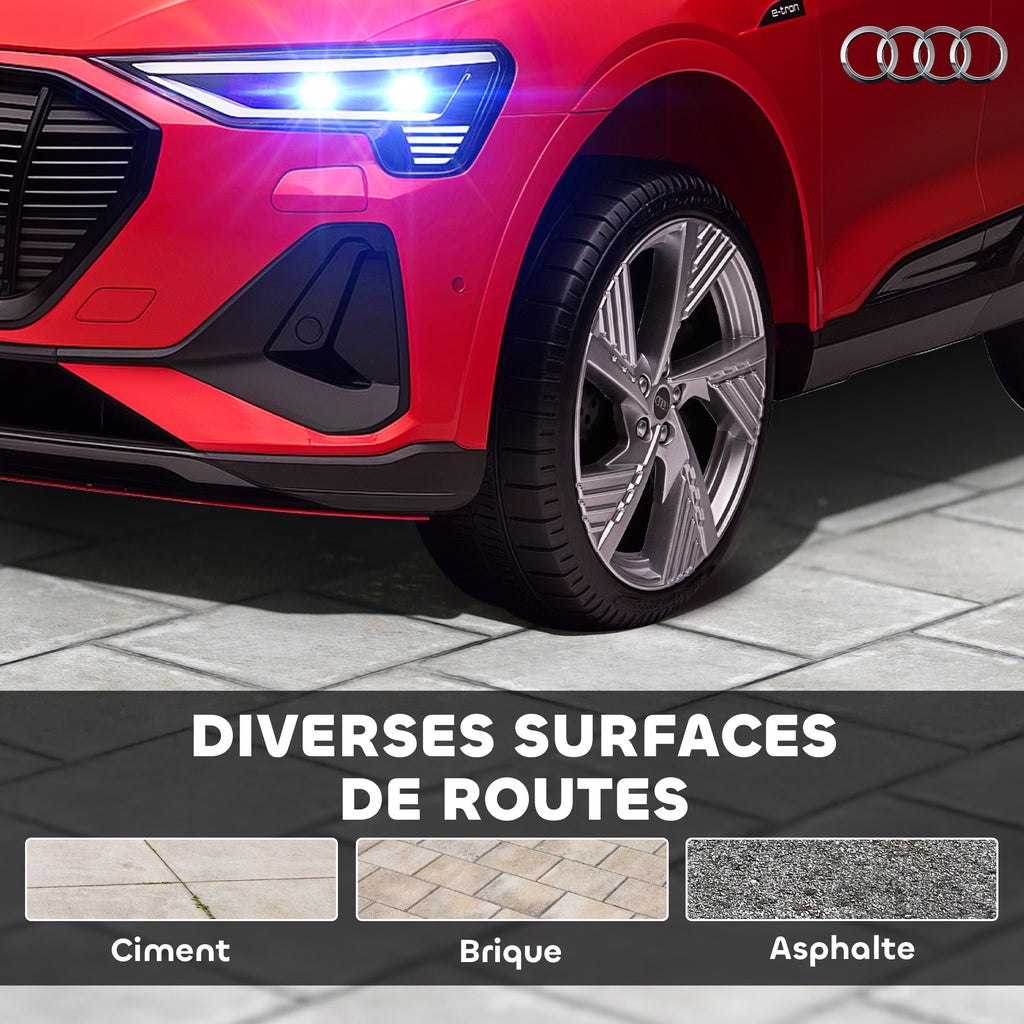 Voiture électrique enfants sous Licence Audi e-tron Sportback, véhicule électrique 12V Max. 5 Km/h avec télécommande 2,4G, phares LED, musique, klaxon, port USB, MP3, rouge-7