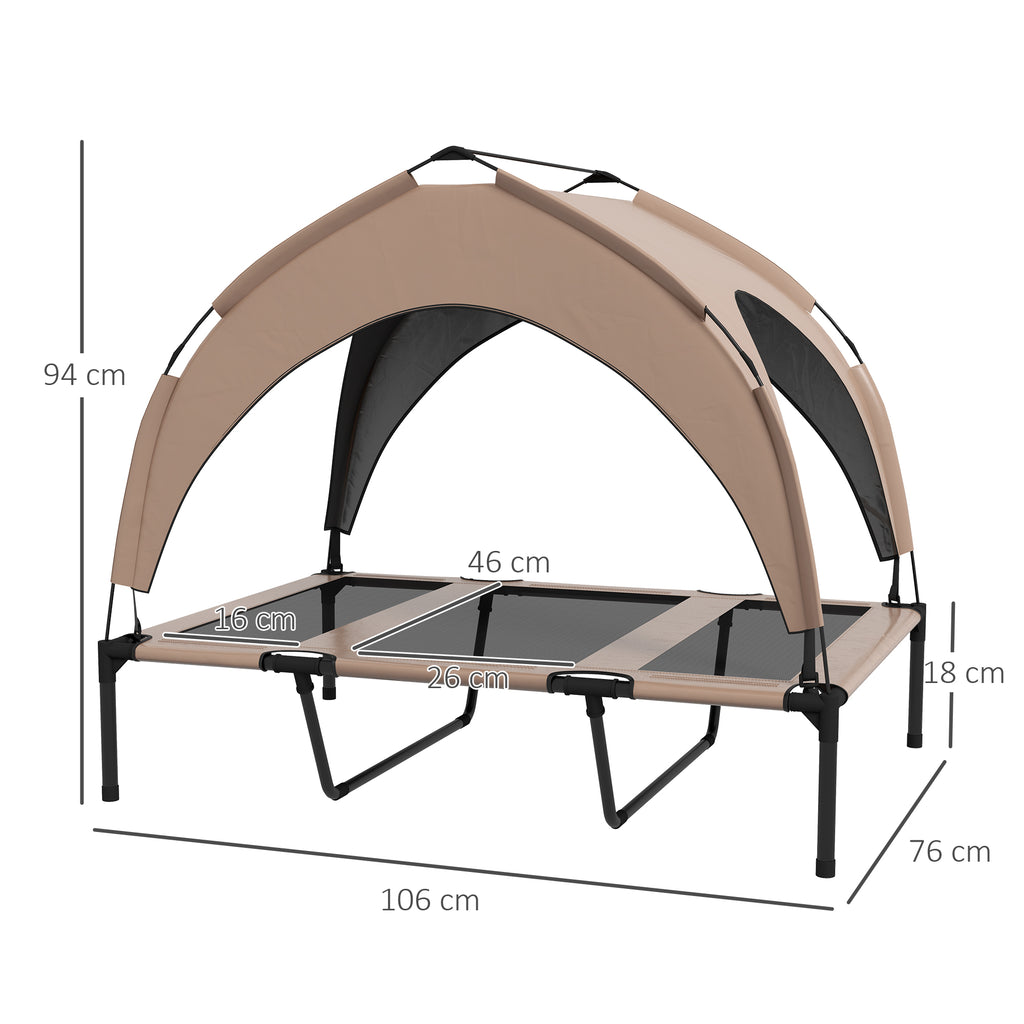 Lit pour chien chat sur pieds lit chien surélevé velum anti-UV oxford sac de transport 106 x 76 x 94 cm café-2