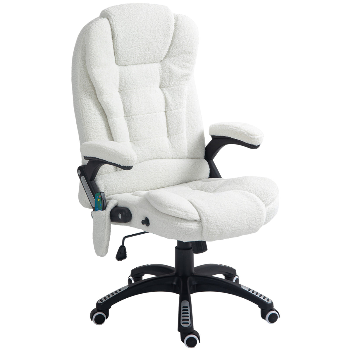 Fauteuil de bureau massant et chauffant hauteur réglable, dossier inclinable et télécommande filaire, pivotant à 360°-0