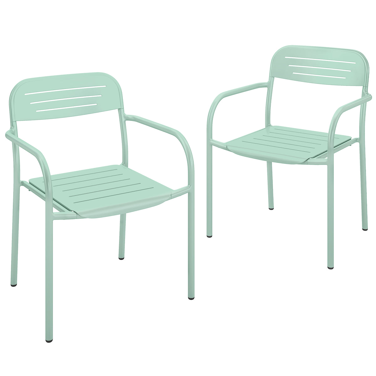 Lot de 2 Chaises de Jardin Salon de Jardin Empilable Résistant aux Intempéries avec Accoudoirs 56x58x78cm Vert-0