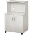 Chariot desserte micro-ondes placard 2 portes - dim. 60,4L x 40,3l x 97H cm - blanc-0