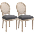 Lot de 2 chaises de Salle à Manger - Chaise de Salon médaillon Style Louis XVI - Bois Massif sculpté, patiné-0