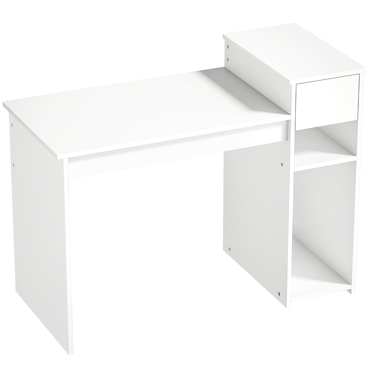 Bureau informatique avec tiroir et étagère, bureau d'ordinateur avec support d'unité centrale, 108 x 50 x 82 cm, blanc-0
