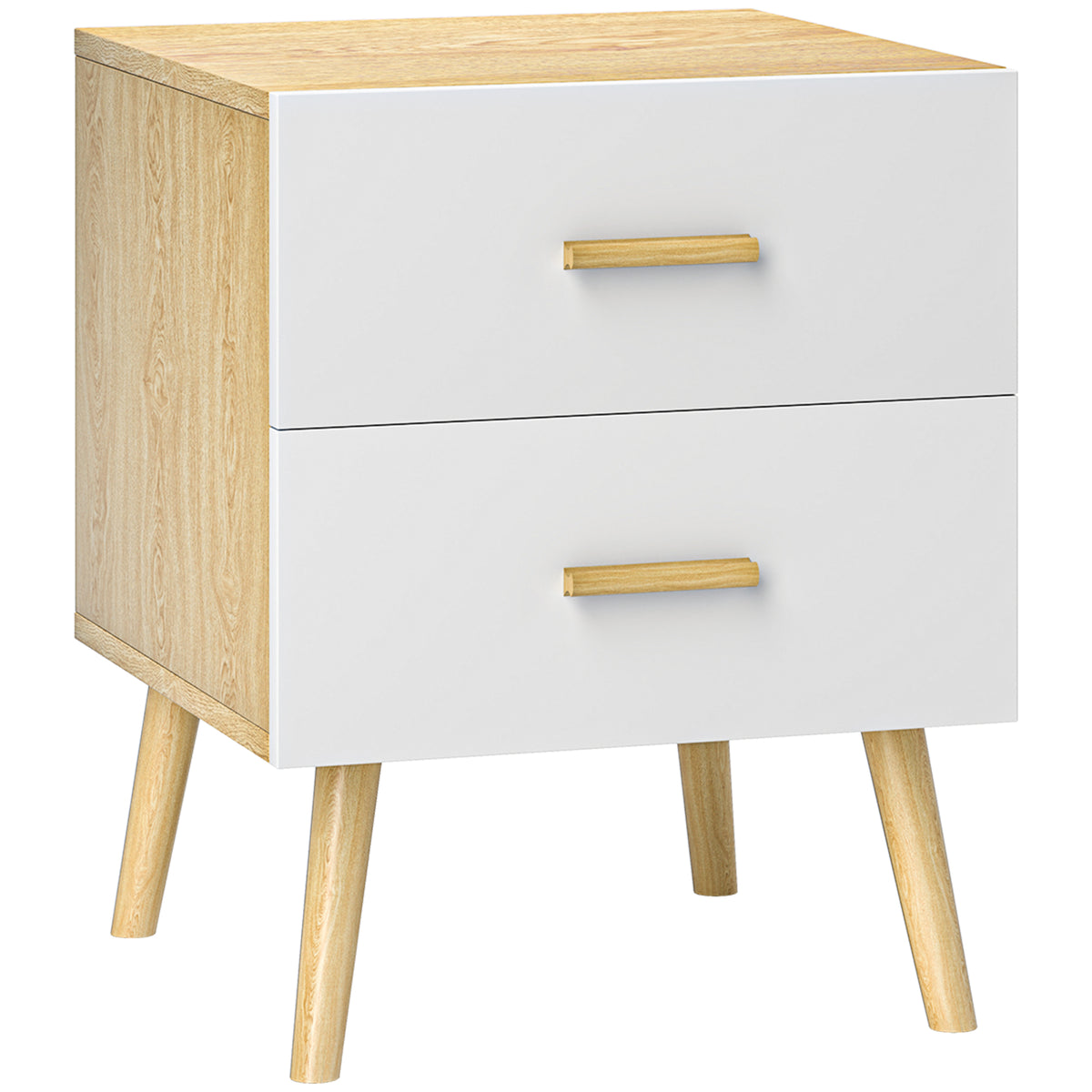 Table de chevet, table de nuit avec 2 tiroirs, style moderne, pour chambre à coucher, salon, 40 x 40 x 50 cm, chêne-0
