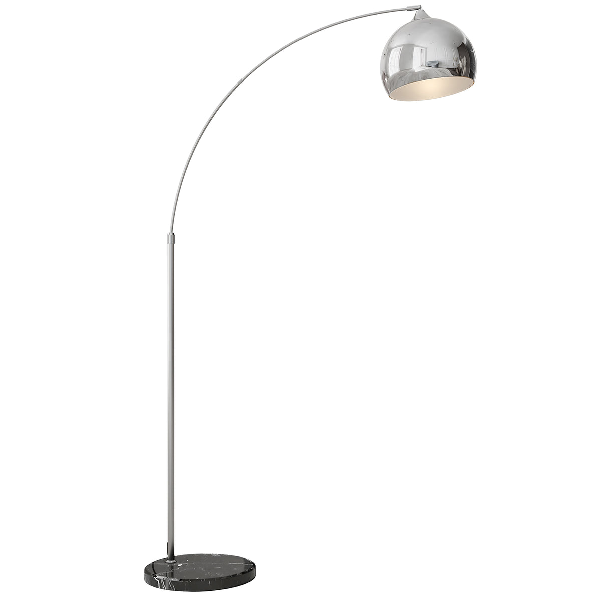 Lampadaire lampe de salon arc réglable pied marbre style vintage 40W E27 dim. 100-115L x 30l x 170-180H cm noir gris-0