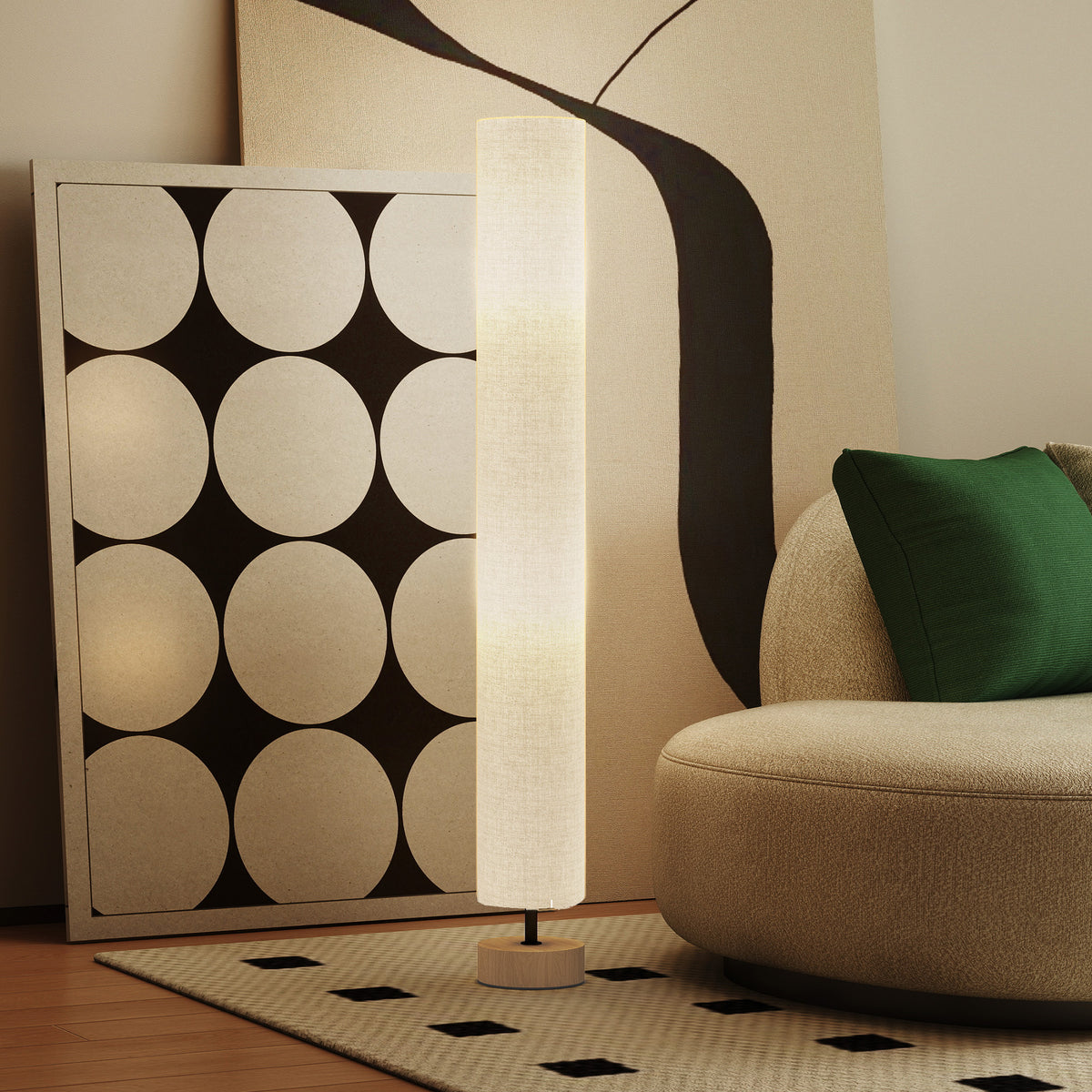 Lampadaire sur pied de salon avec abat-jour en lin, interrupteur à pied, 2 x douille E27, 120 cm, gris-7