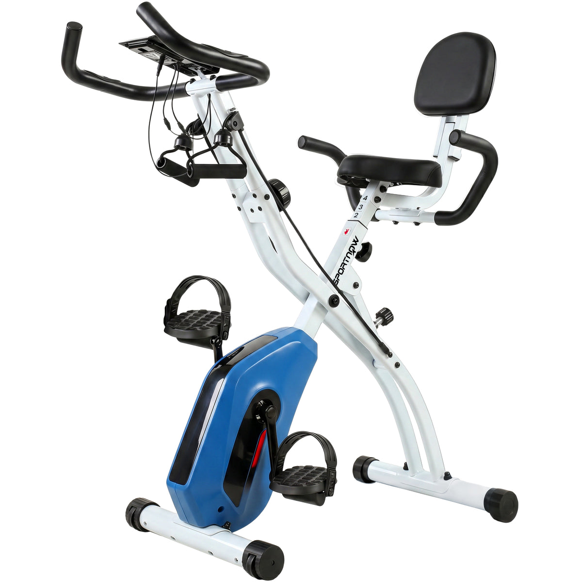 Vélo d'Appartement Pliable Vélo de Fitness 4 en 1 Silencieux Connecté Kinomap Bluetooth et Zwift 105x53,5x109cm Bleu-0