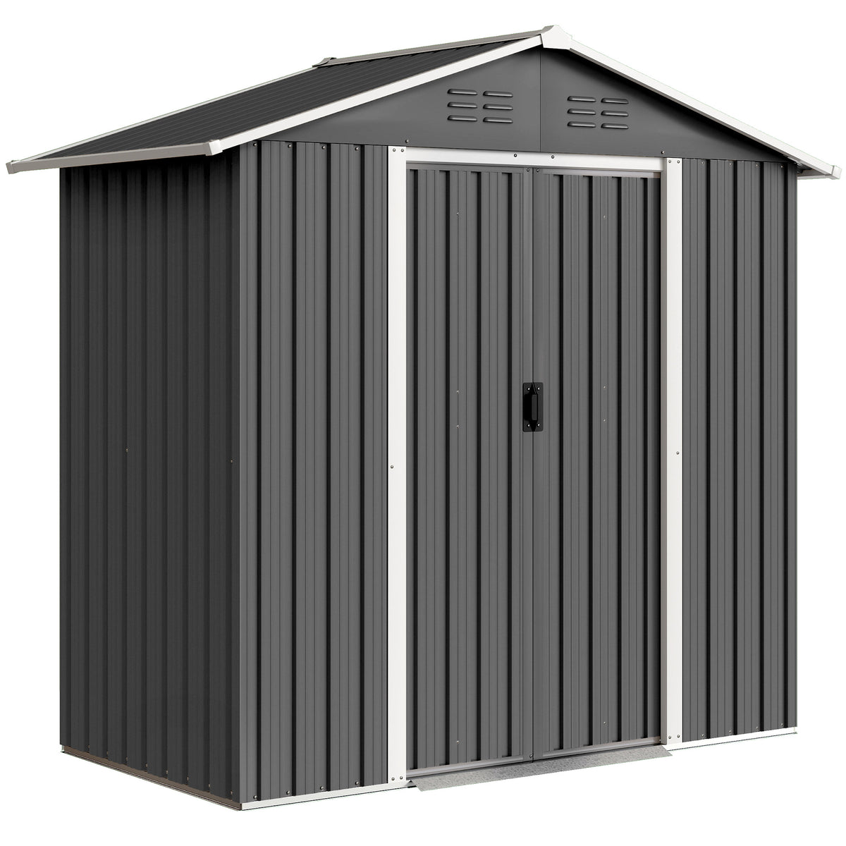 Abri de jardin en métal grand espace de rangement extérieur avec portes coulissantes 194 x 107 x 191 cm gris foncé-0
