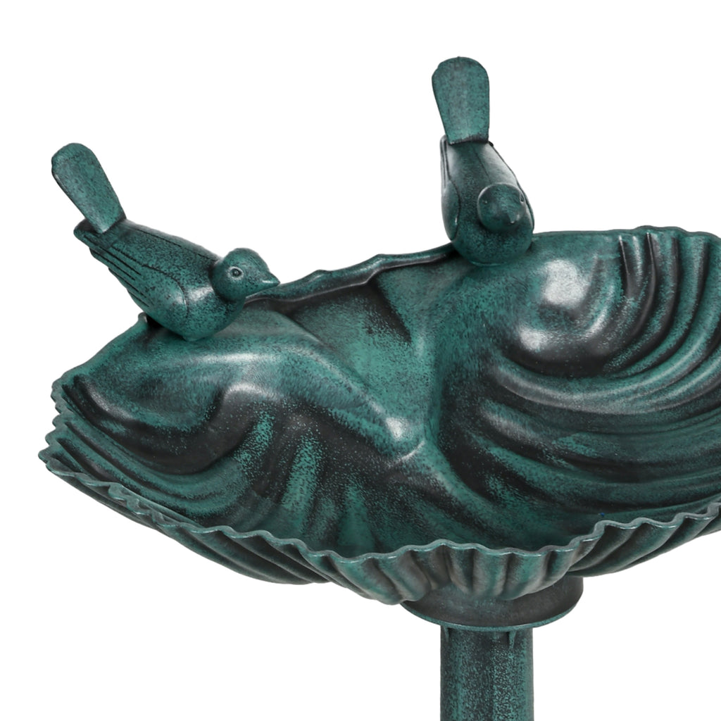 Bain d'oiseaux abreuvoir antique 81 cm avec base de jardinière, mangeoire et bassin à oiseaux sur pied, bronze vert-7