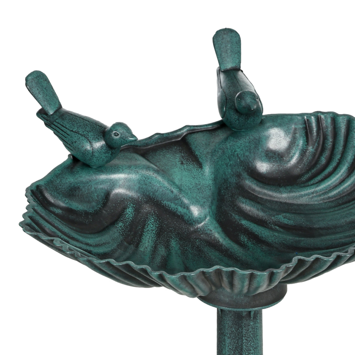 Bain d'oiseaux abreuvoir antique 81 cm avec base de jardinière, mangeoire et bassin à oiseaux sur pied, bronze vert-7