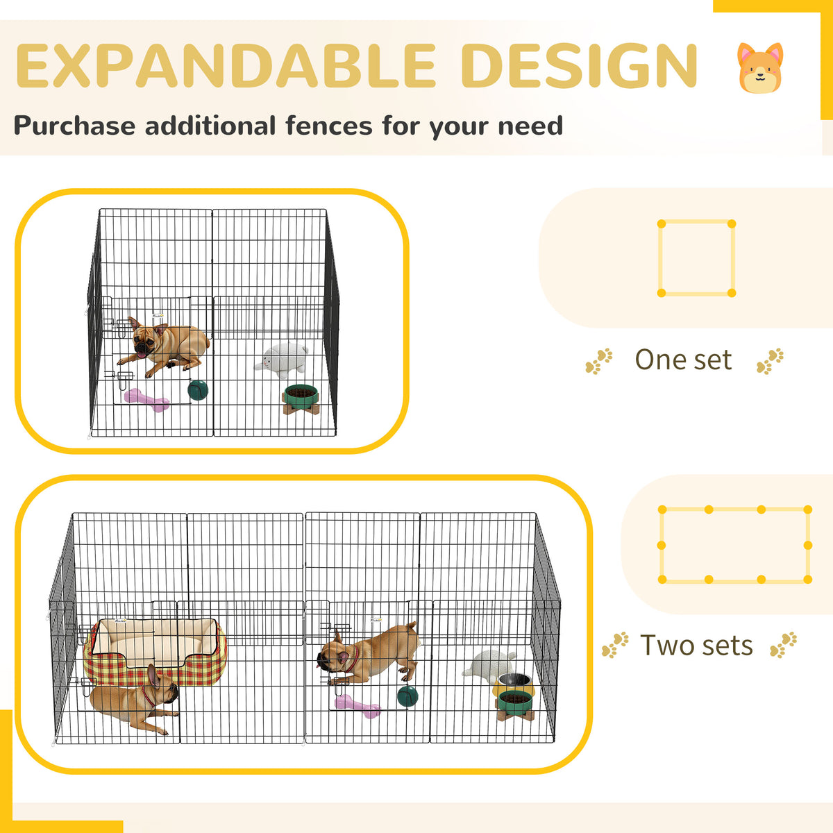 Parc enclos modulable pour chiens lapins rongeurs clôture pour petits animaux intérieur et extérieur 61 x 76 cm noir-7