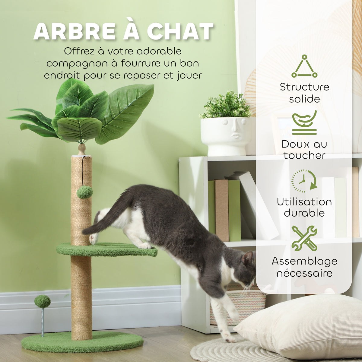 Arbre à chat arbre à grimper pour chat hauteur 83 cm avec griffoir en jute, balles jouets, plates-formes en peluche-3