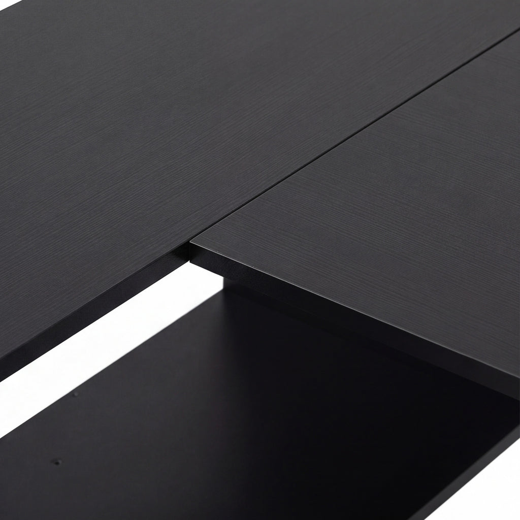 Bureau d'angle, bureau d'ordinateur avec tiroir en tissu et compartiments ouverts, 110 x 100 x 75 cm, noir-9