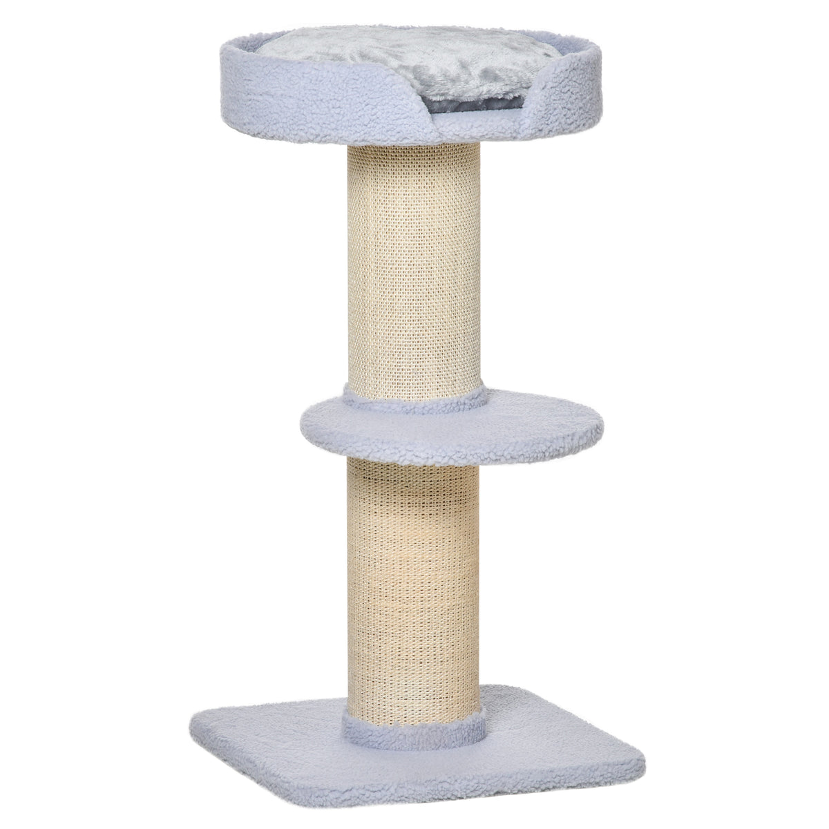 Arbre à chat avec griffoir centre d'activités 2 plateformes coussin bleu clair-0