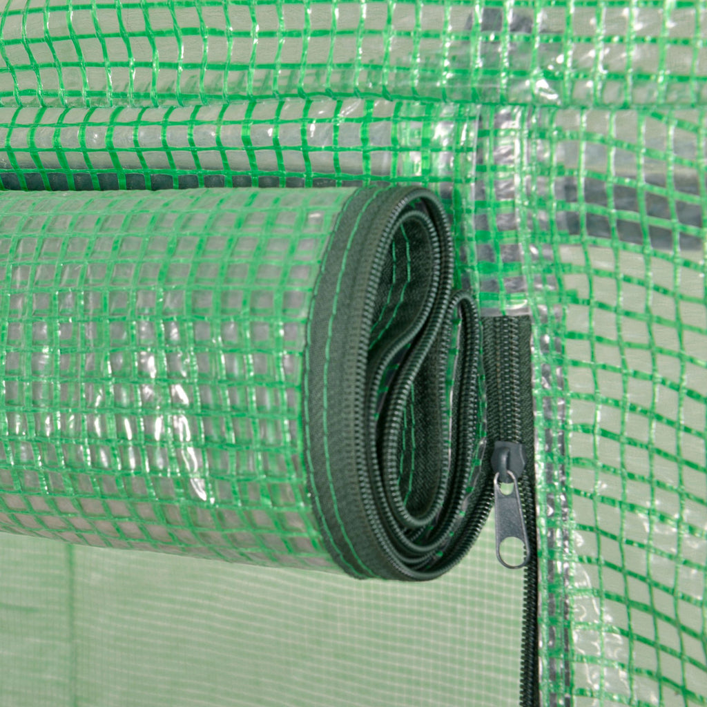 Serre de jardin PE, serre de balcon, bâche renforcée 140 g/m², châssis en acier, porte zippée enroulable, pour légumes plantes fleurs, intérieur et extérieur, 300 x 100 x 200 cm, vert-6