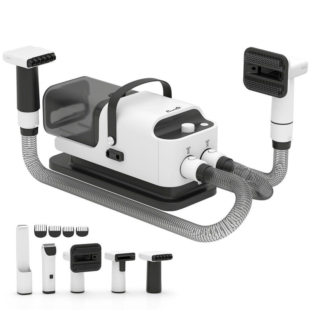 Aspirateur poil de chien et séchoir 5-en-1 kit toilettage chien professionnel 12kPa  50dB 37,6x17,5x18,5cm blanc-0
