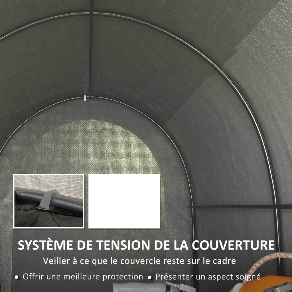 Abri de jardin tente de rangement extérieur abri de vélo garage pour vélo bâche en PE cadre en métal galvanisé gris-6