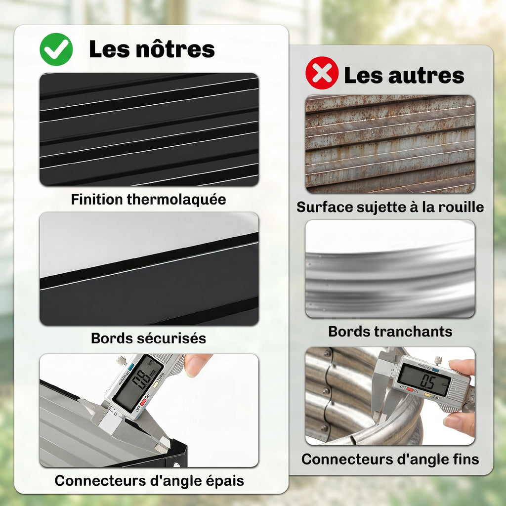 Carré potager de jardin acier galvanisée 120 x 120 x 30 cm gris-4