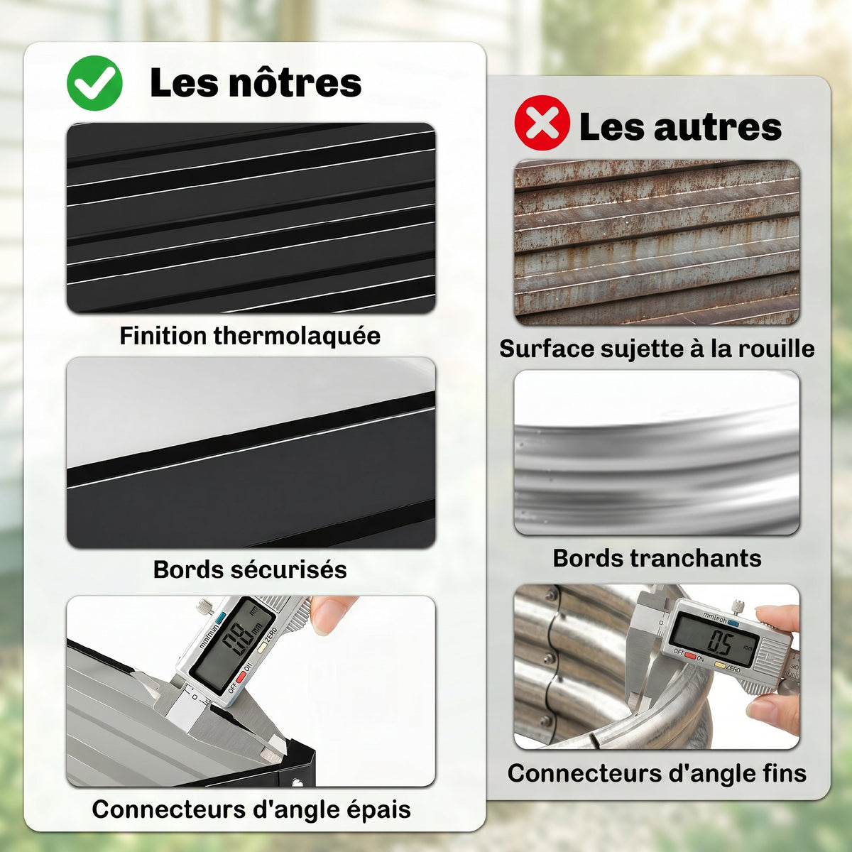 Carré potager de jardin acier galvanisée 120 x 120 x 30 cm gris-4