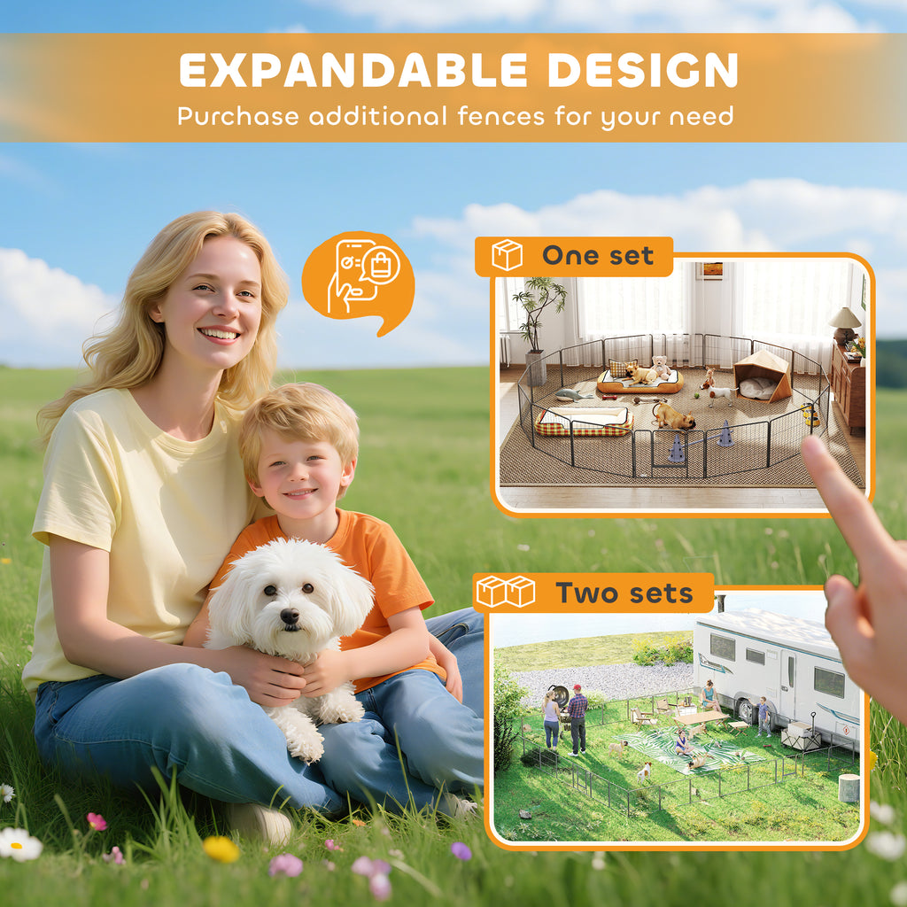Parc pour chien, enclos chien 16 panneaux modulable et pliable, portable en acier avec portes 80 x 60 gris-7