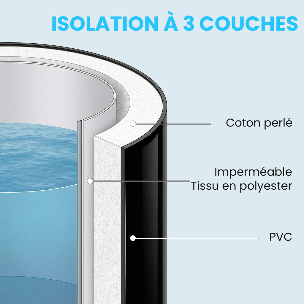 Baignoire à Glace Pliable Gonflable 280 L avec Couvercle et Pompe pour Entraînement à l'Eau Froide, 78x78x71 cm, Noir-4
