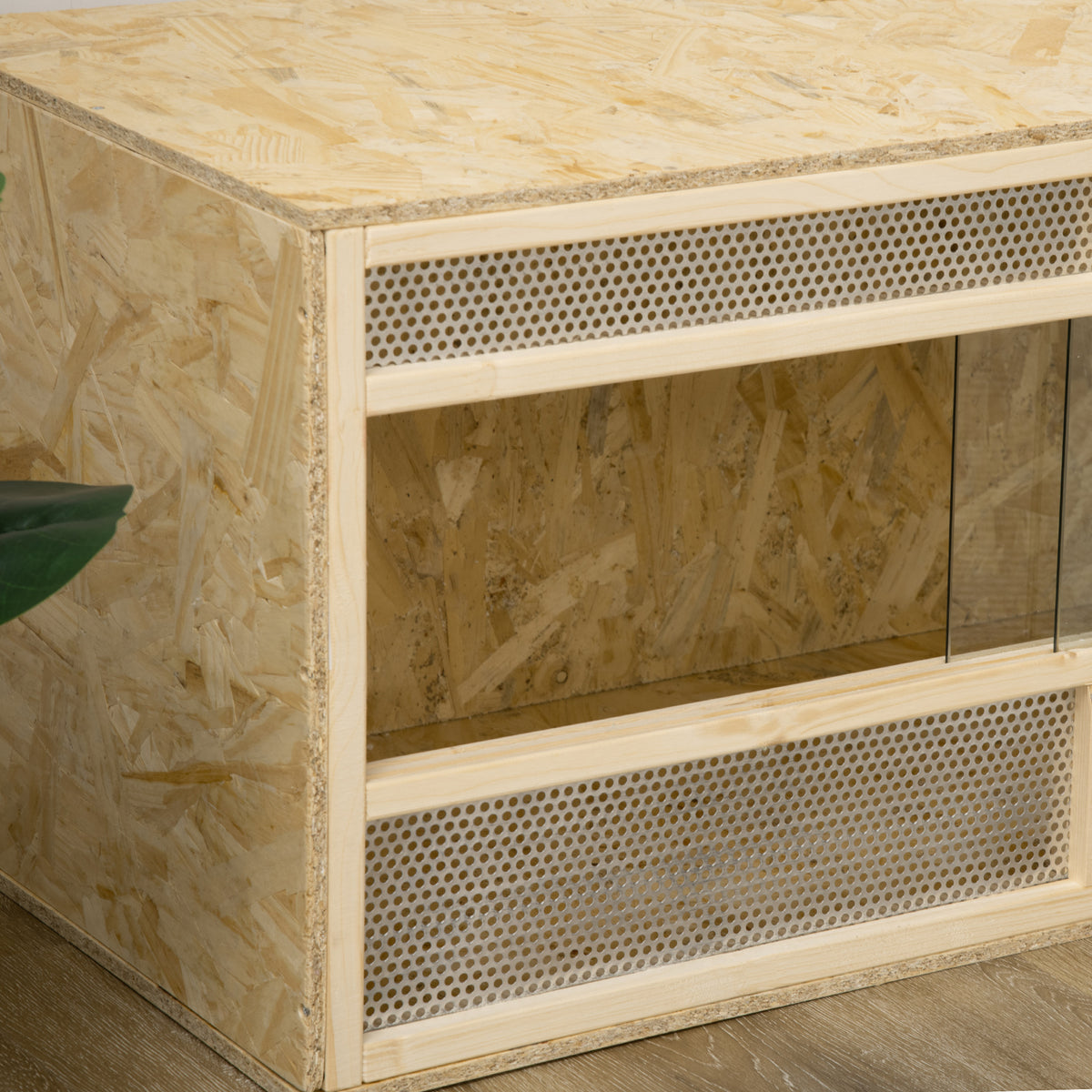 Terrarium en bois OSB pour reptiles avec porte coulissante en verre - 100 x 47 x 47 cm naturel-8