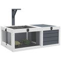 Maison enclos cage pour petit animal tortue avec 2 espaces support de lampe 81 x 48 x 31,5 cm gris-0