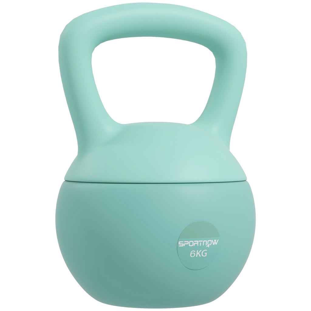 Kettlebell 6 kg haltère avec poignée antidérapante pour fitness musculation cardio, 19 x 19 x 28 cm vert-0