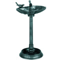 Bain d'oiseaux abreuvoir antique 81 cm avec base de jardinière, mangeoire et bassin à oiseaux sur pied, bronze vert-0