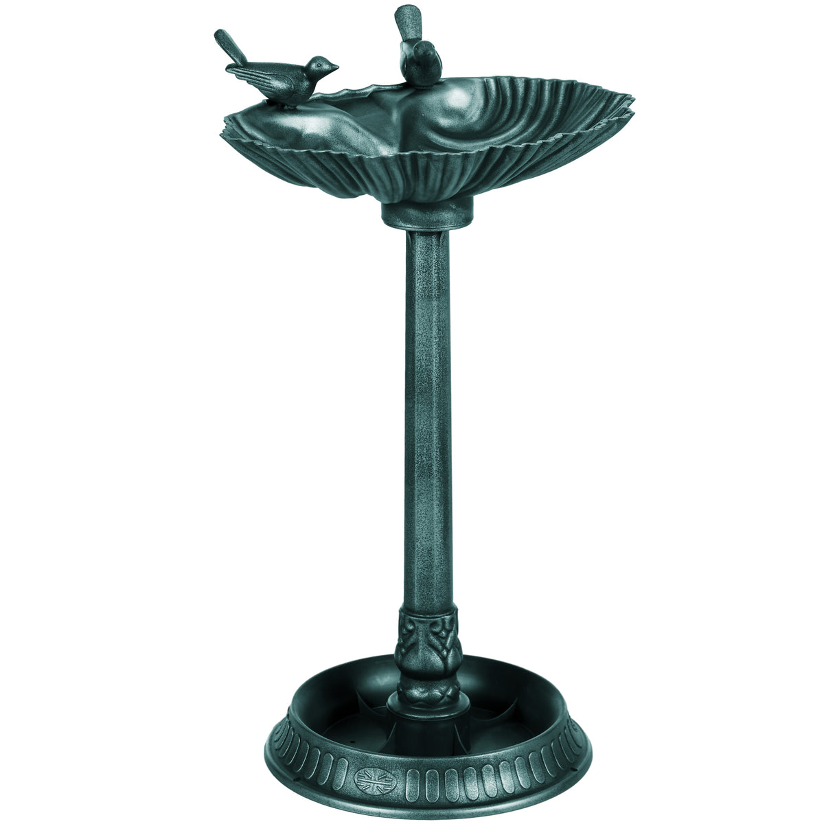 Bain d'oiseaux abreuvoir antique 81 cm avec base de jardinière, mangeoire et bassin à oiseaux sur pied, bronze vert-0