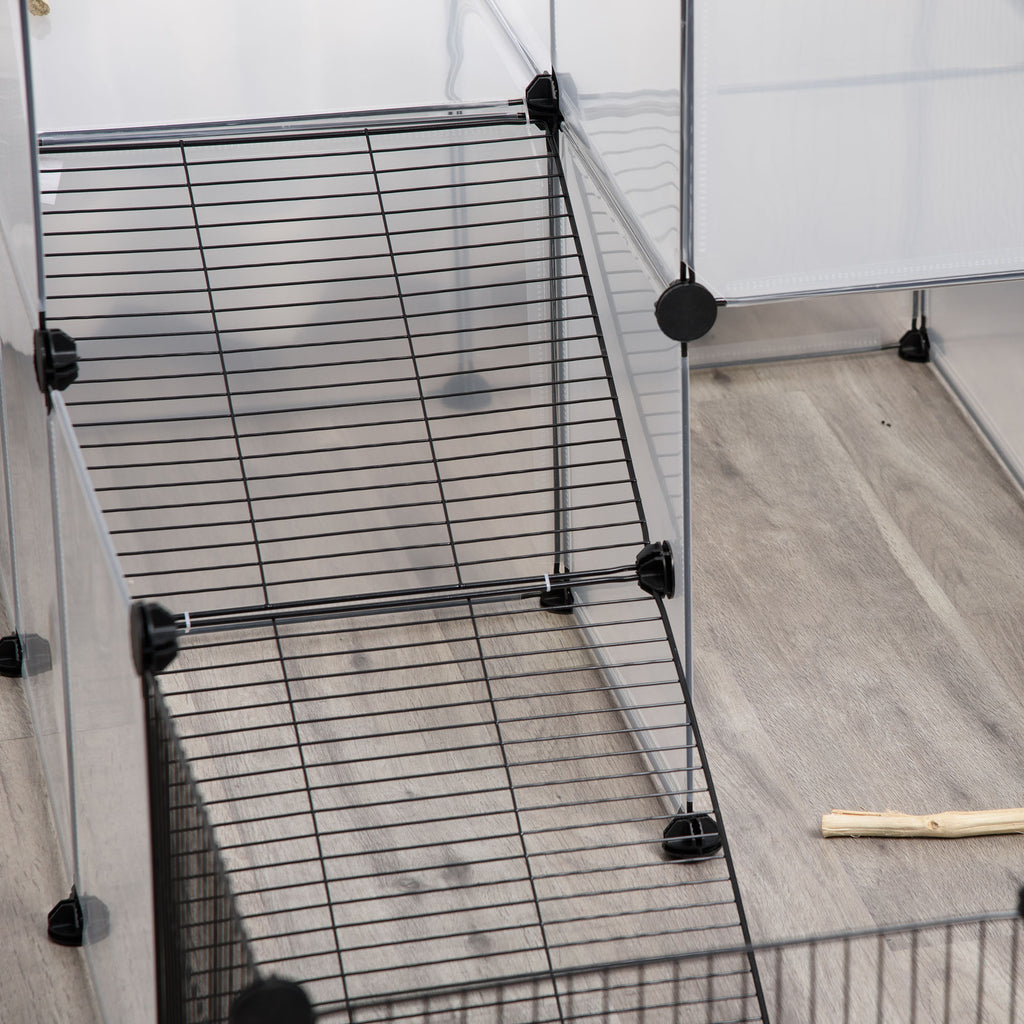 Enclos pour petits animaux design DIY cage modulable pour cochon d'Inde lapin chinchillas petits animaux domestiques 27 panneaux noir-8