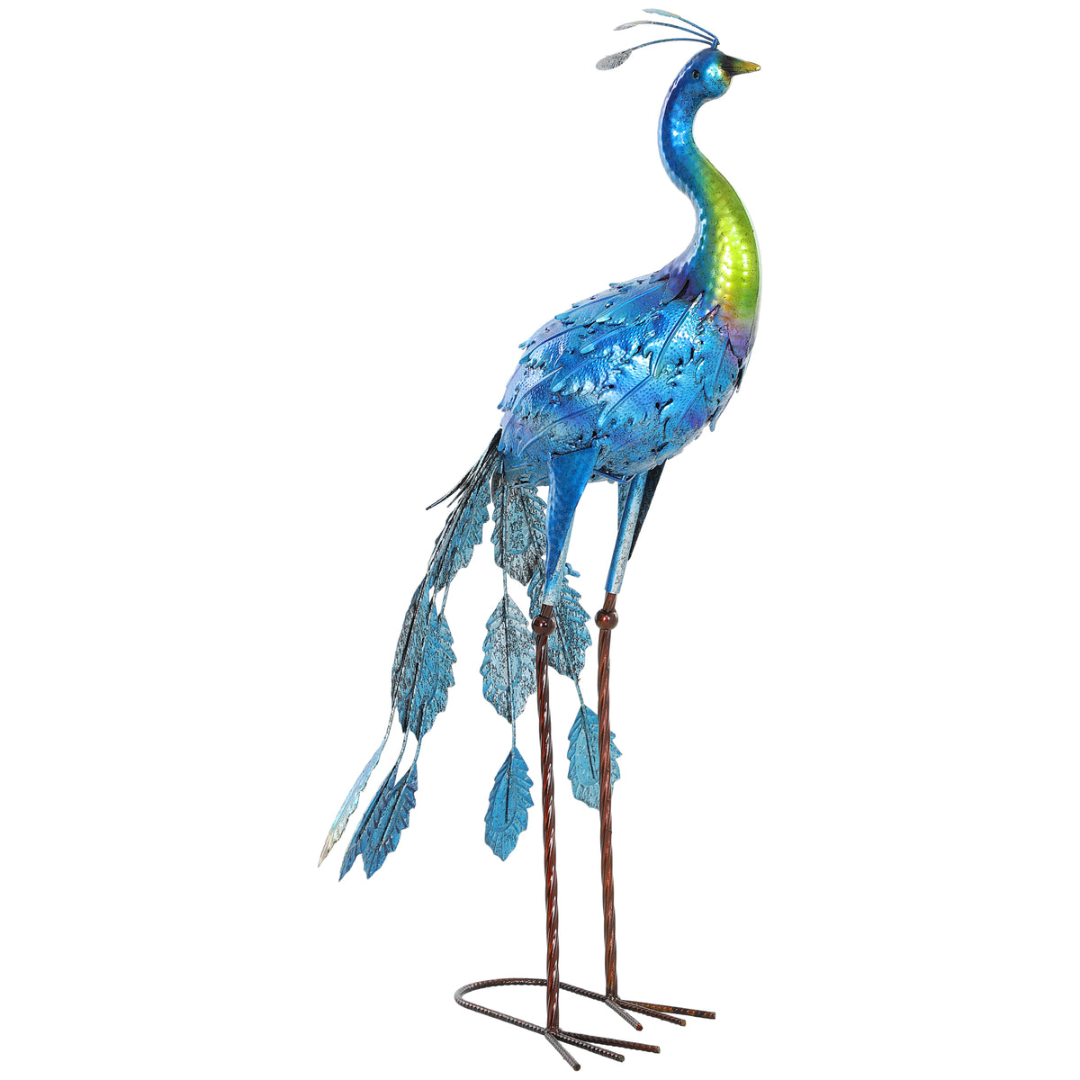 Statue de paon de jardin décoration jardin extérieure en métal résister aux éléments 40 x 43 x 83 cm multicolore-0