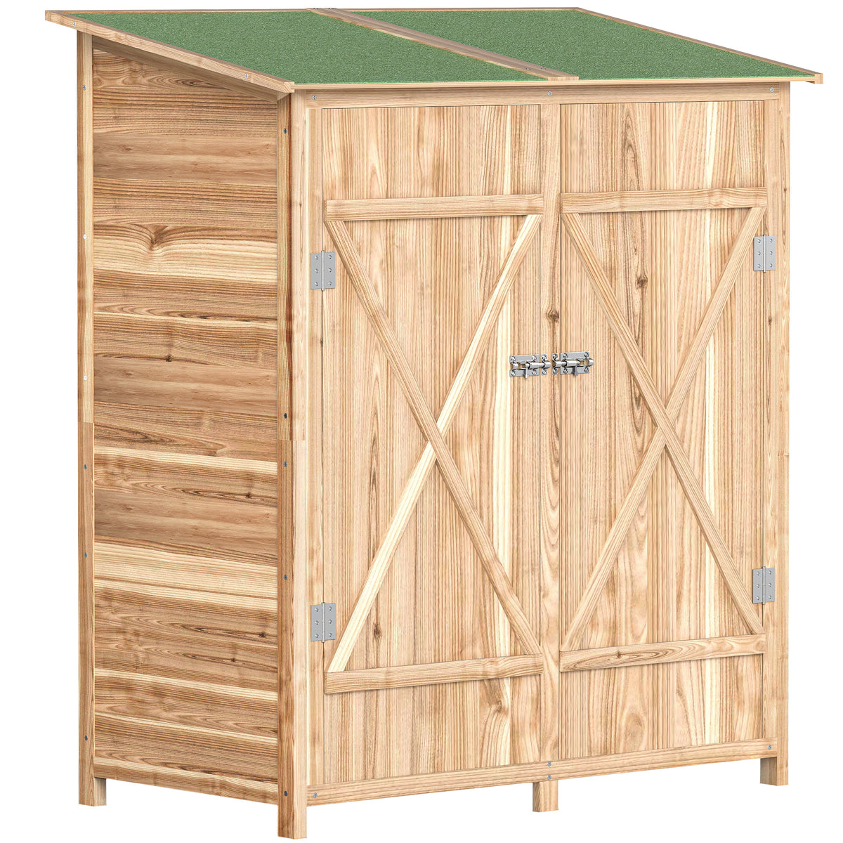Abri de jardin en bois armoire de jardin en bois avec table, toit en asphalte, 140 x 75 x 157 cm, effet bois naturel-0