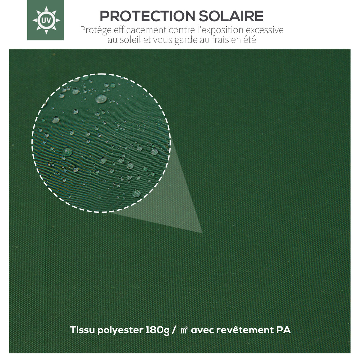 Toile de rechange pour pavillon tonnelle tente 3 x 4 m polyester haute densité 180 g/m² vert-3