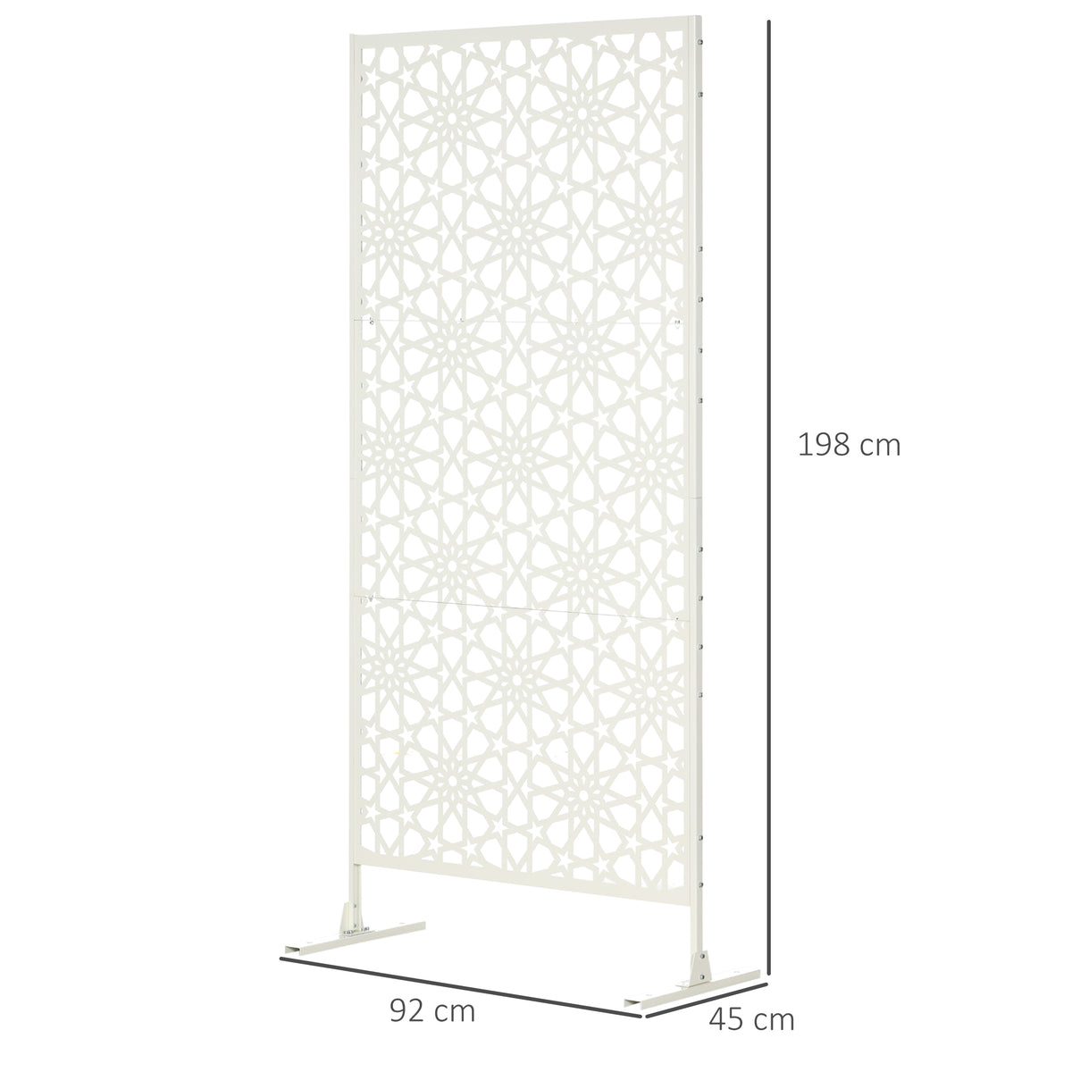 Panneau brise vue décoratif extérieur blanc à motif en métal - 92 x 45 x 198 cm-2