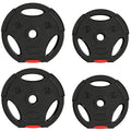 Disques de poids, plaques de poids 2 x 5 kg et 2 x 7,5 kg, à trois poignées avec trous de Ø 25 mm, noir-0