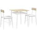 Ensemble table et chaises, table de cuisine avec chaises, structure en acier, avec 2 chaises encastrables, blanc chêne-0