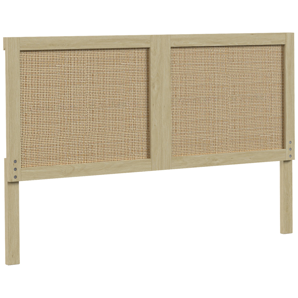 Tête de Lit en Bois à Effet Rotin, Design Bohème, pour Chambre à Coucher, 140 x 4 x 87 cm, Chêne-0