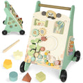 Trotteur en bois pour bébé 18+ mois, chariot de marche, contrôle de vitesse, centre d'activités, 33,5x36x46,8cm, vert-0