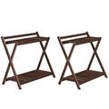 Lot de 2 support plantes intérieur 2 niveaux étagères à plants avec support arrière 73 x 36 x 64 cm marron-0