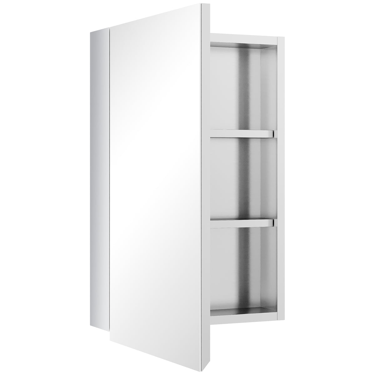 Armoire miroir de salle de bain en acier inoxydable armoire murale de toilette 39 x 12 x 60 cm-0