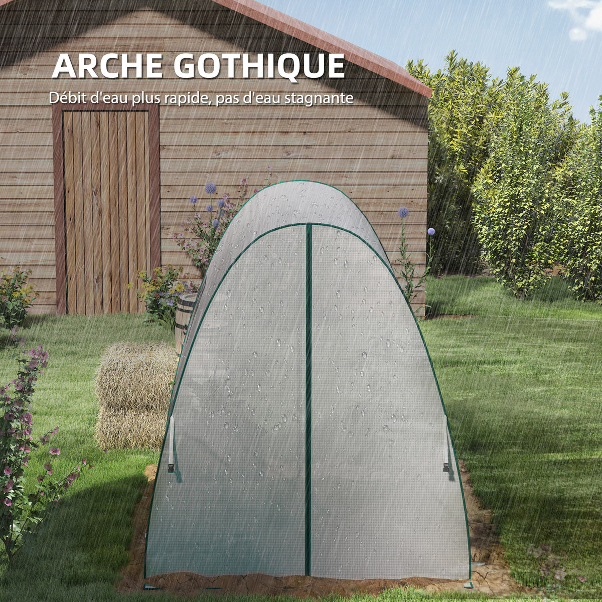 Serre de jardin 1,8 x 1,8 x 2 m avec portes enroulables et grandes fenêtres, serre tunnel de jardin, blanc-3