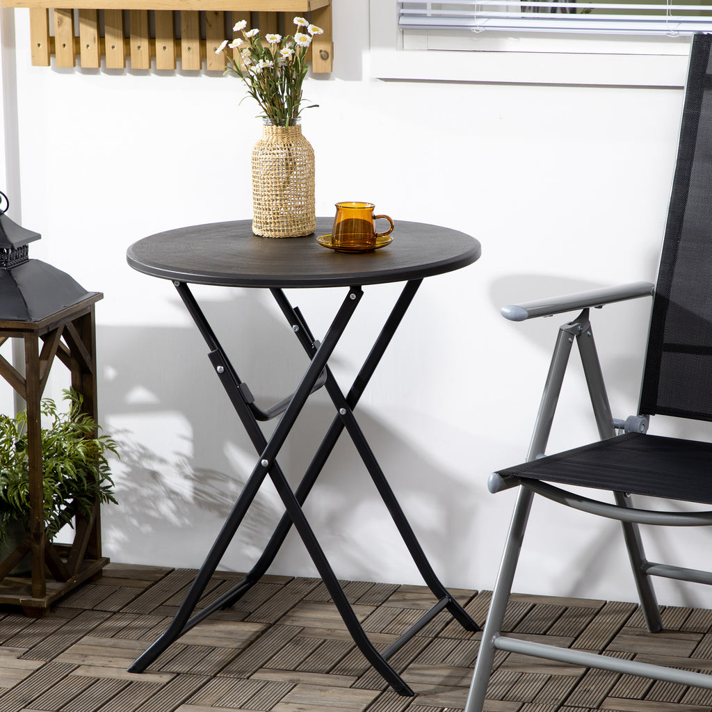 Table basse extérieure pour 2 personnes, table de jardin ronde avec structure en acier, Ø 60 x 73H cm, gris foncé-1