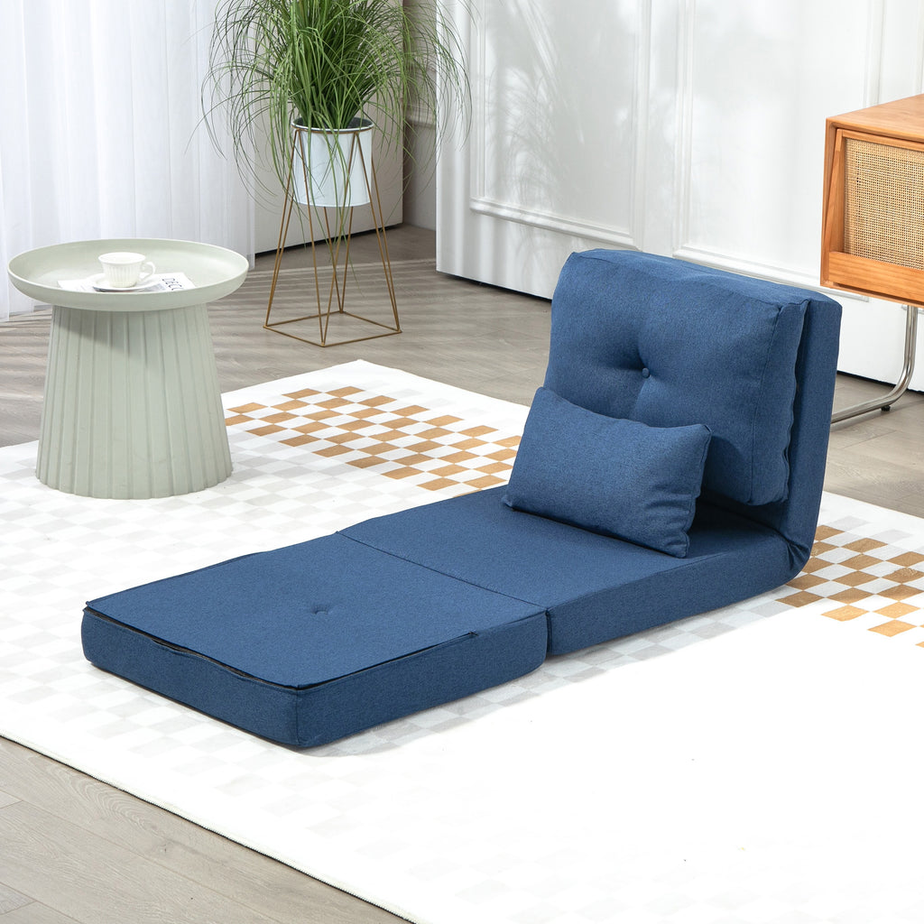 Chauffeuse canapé-lit convertible fauteuil 1 place avec 1 coussin avec dossier réglable, bleu foncé-9